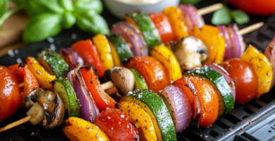 Brochetas de verduras en freidora de aire (air fryer)