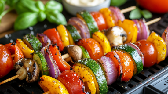 Brochetas de verduras en freidora de aire (air fryer)