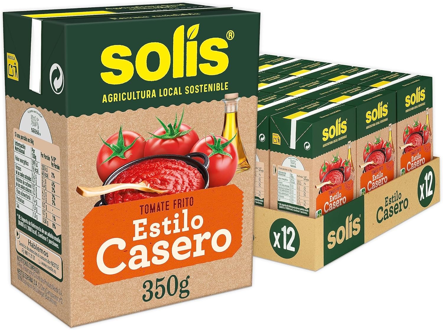 SOLÍS Tomate Frito Estilo Casero Brick - Pack de 12 x 350g