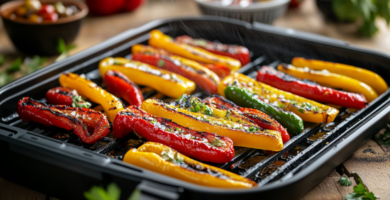 Tiras de pimiento asado en freidora de aire (air fryer)