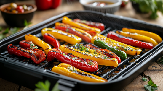 Tiras de pimiento asado en freidora de aire (air fryer)